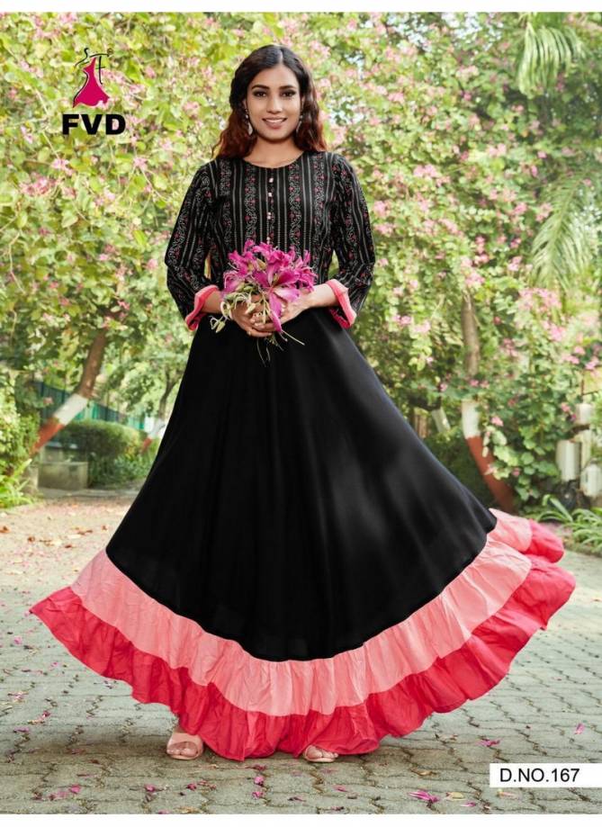 FVD London Dream Vol 1 Latest Casual Wear Designer Reyon 14 kg With Print Long Gown Collection 